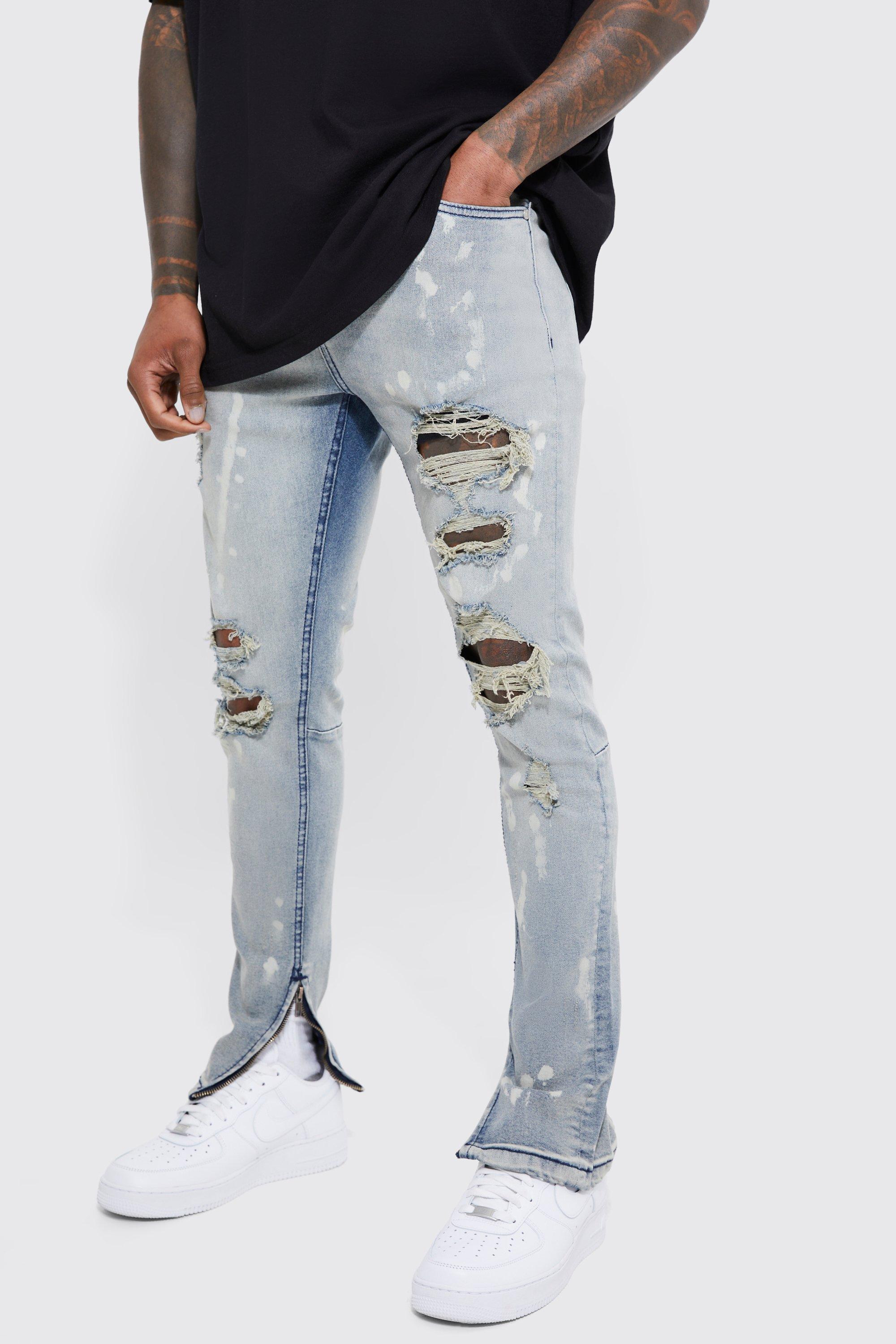 Bleached ripped skinny store jeans